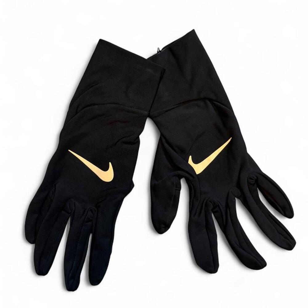 Nike women’s pacer lightweight gloves in black with silver logo size large brand